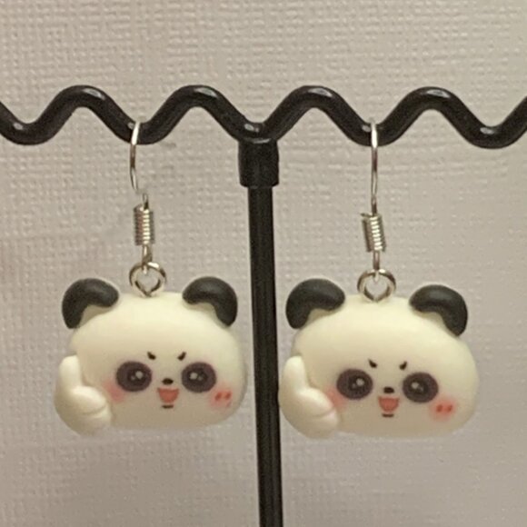 Panda Earring, Panda Bear Jewelry, Gift, Panda Jewelry, Silly Animal Earring - Picture 3 of 9